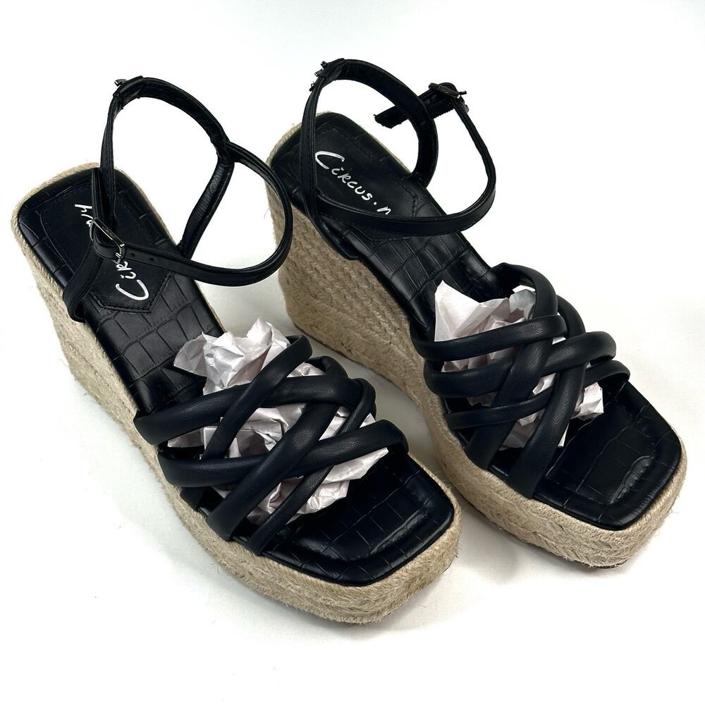 Sam Edelman Black Braided Platform Espadrille Sandals